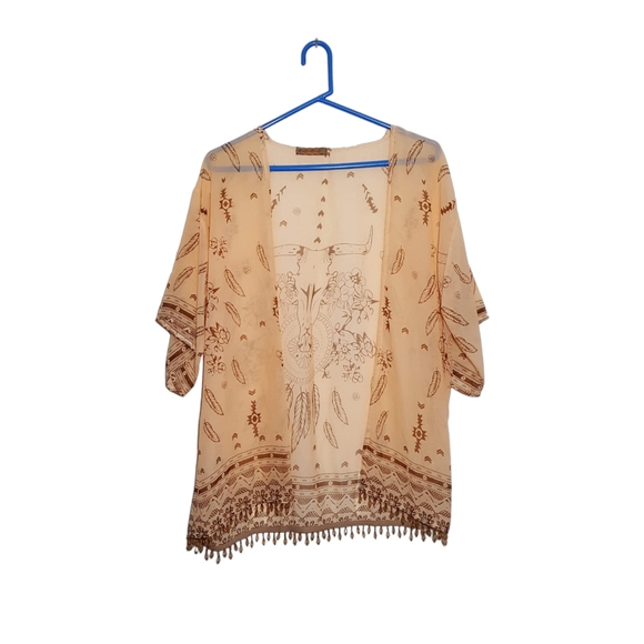 Brown Eyed Girl Designz sheer open front cardigan OS - Picture 2 of 12